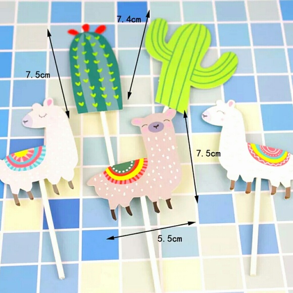 Llama and Cactus Cupcake/ Cake Toppers - Picture 2 of 3